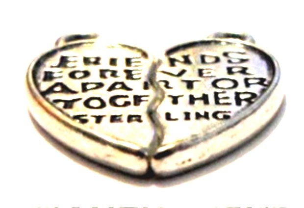 Set charmuri metalic jumatati de inima cu 2 fete argintiu
