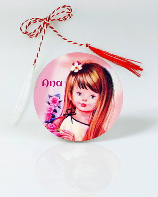 Brosa martisor lemn cu nume pentru fete