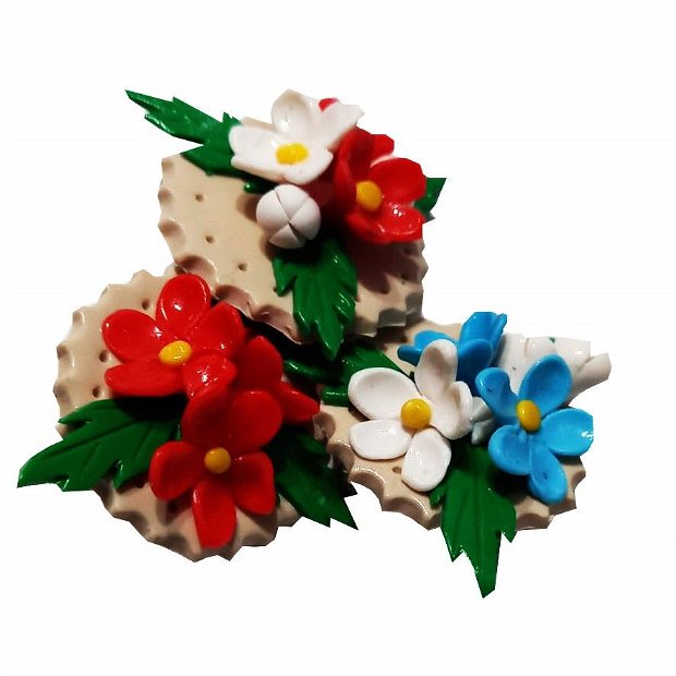 Set martisoare handmade flori, 3 buc/set, Multicolor