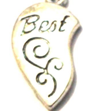 Charm metalic jumatate de inima BEST argintiu
