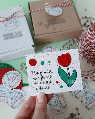 Martisor lalea magnet pictat manual personalizat cu mesaj