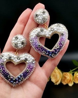 Rezervat Cercei Inima - Purple Pearl Heart