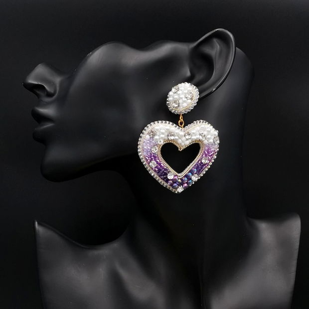 Rezervat Cercei Inima - Purple Pearl Heart