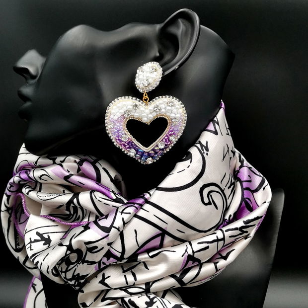 Rezervat Cercei Inima - Purple Pearl Heart