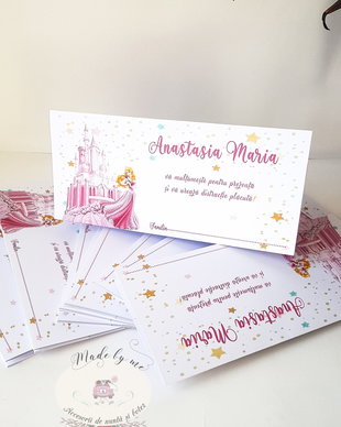 Plic de bani botez cu castel si printesa
