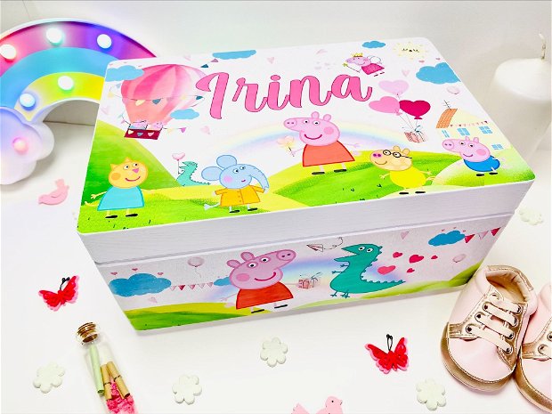 Cutie Amintiri Copii Personalizată - Peppa Pig