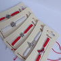 Brățări împletite șnur Alb Roșu cu charm-uri metalice , set 5