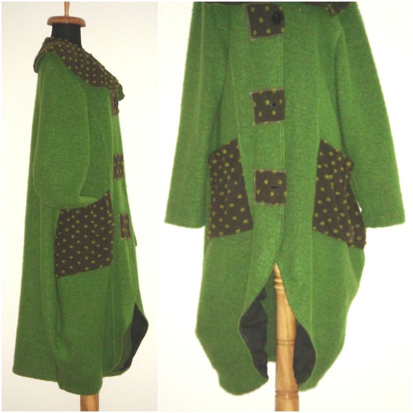 Palton din lana fiarta, impaslita, verde crud