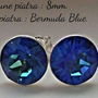 Cercei argint 925 cu piatra Swarovski Chaton 8mm Bermuda Blue