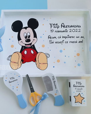 Tava taierea motului Mickey Mouse pictata manual personalizata
