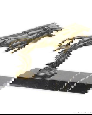 Leu - statueta din bronz pe soclu din marmura