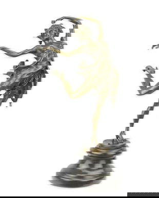 Dansatoare-statueta din bronz pe soclu din marmura