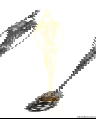 Sarutul - statueta din bronz pe soclu din marmura