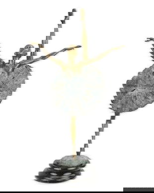 Balerina - statueta din bronz pe soclu din marmura