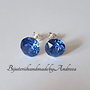 Cercei argint 925 cu piatra Swarovski Chaton 8mm Safir