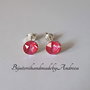 Cercei argint 925 cu piatra Swarovski Chaton 6mm Lotus Pink DeLite