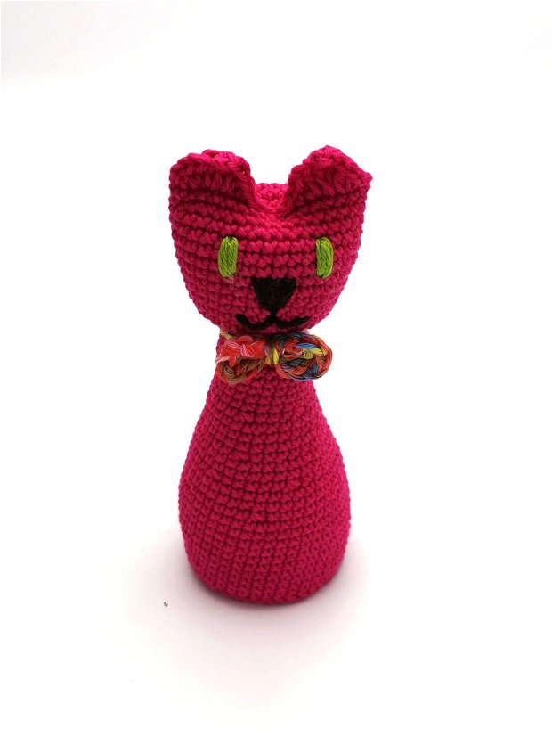 Jucarie pisica decorativa - handmade - roz
