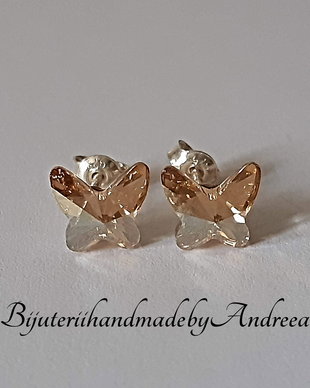 Cercei argint cu piatra Swarovski Fluture Golden Shadow