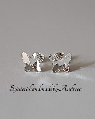 Cercei argint cu piatra Swarovski Fluture 8mm Crystal