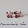 Cercei argint cu piatra Swarovski Fluture 8mm antique pink