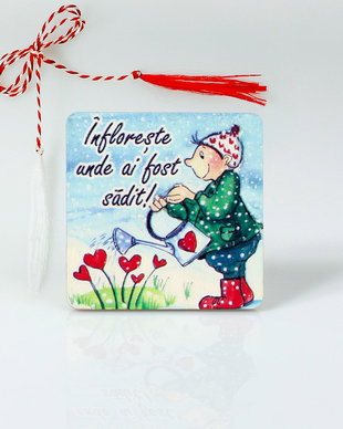 Martisor din lemn tip brosa - Infloreste unde ai fost sadit