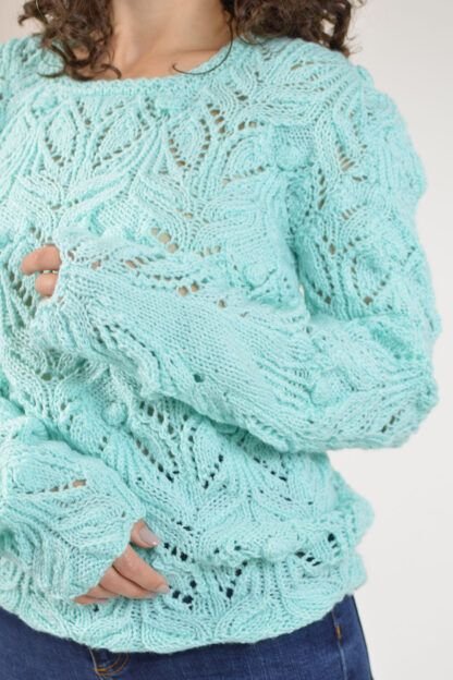 Pulover tricotat manual model frunze