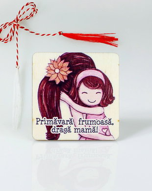 Martisor din lemn tip brosa pentru mama