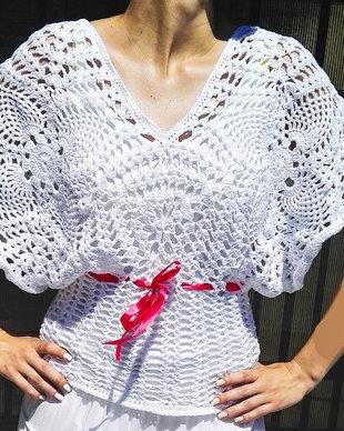 Bluza alba crosetata, handmade