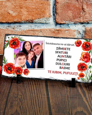 Cadou pentru bunica - placa de ardezie personalizata cu poza si mesaj