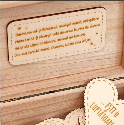 Cadou pentru mama - Cutie lemn 10 motive pentru care te iubesc
