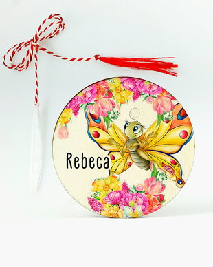 Fluturas - brosa martisor lemn personalizat cu nume