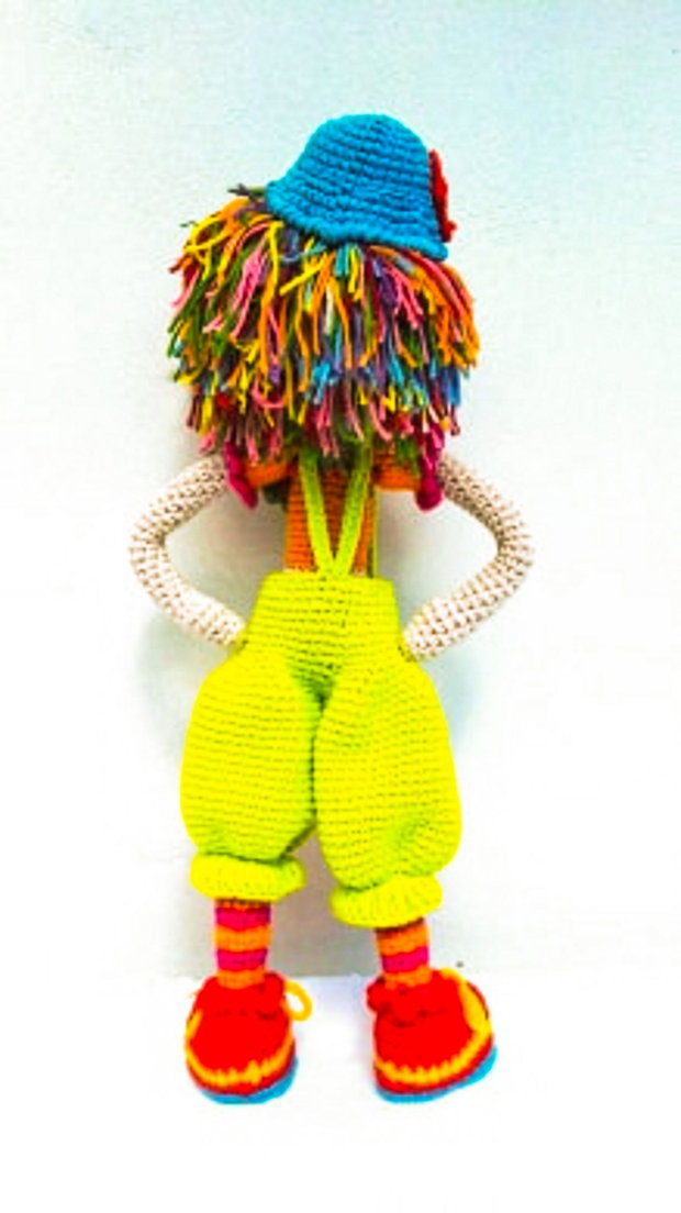 Păpușă Clown Croșetată Manual 50 cm, Păpușă Păiață Handmade, Piesă Decorativă, Cadou Original, LA COMANDĂ