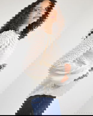 Bluza boho ivory matase