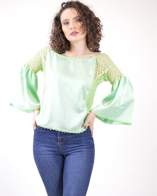 Bluza boho menta crosetata