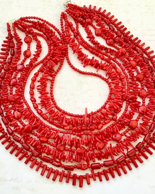Salba coral rosu & banuti argintii