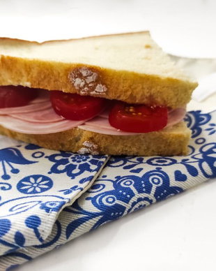 Șervețel eco - ambalaj lavabil cu arici pentru sandwich - BLUE FLOWERS