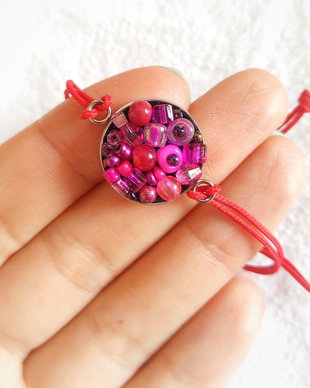Bratara reglabila cu pietre roz, fucsia