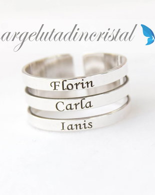 Inel reglabil personalizat / Argint 925 / Nume