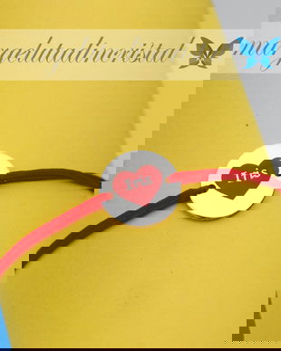 Bratara reglabila personalizata / Banut / Charm 1.2 cm / Inimioara si nume / Argint 925