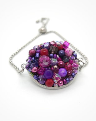 Bratara reglabila cu pietre roz, mov, lila, violet, pastel