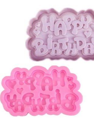 K1305 - Matrita forma silicon pt modelat ciocolata, fondant, fimo, pasta de structura, Happy Birthday / La multi ani