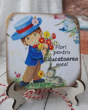 Felicitare cu mesaj pentru doamna educatoare/invatatoare - martisor