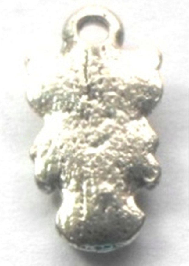 Charm metalic bufnita mica argintiu