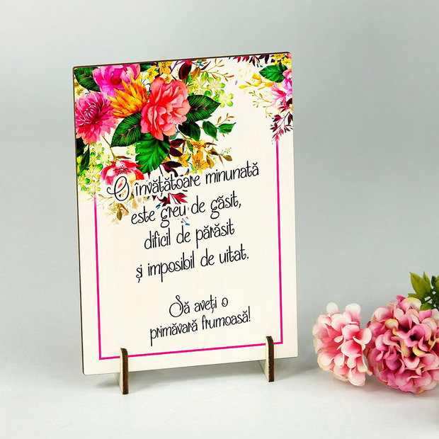 Placuta decorativa din lemn pentru invatatoare/educatoare