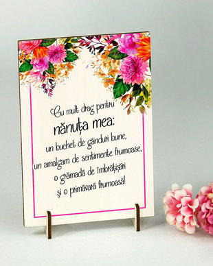 Placuta decorativa din lemn martisor pentru nasa