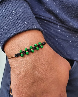 Bratara macrame barbati negru cu verde