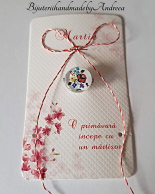 Brosa martisor cabochon sticla 14mm motive maghiare