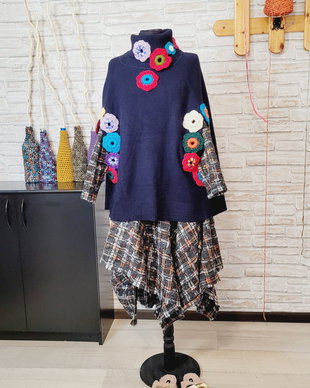Poncho,capa cu flori