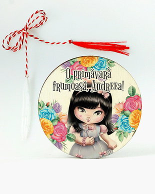 Brosa martisor lemn pentru fetite
