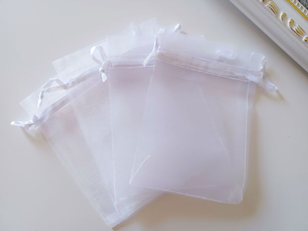 Saculet organza, alb, 9x12mm- 1 buc